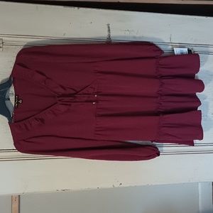 Empire Waist Dress Small Maroon